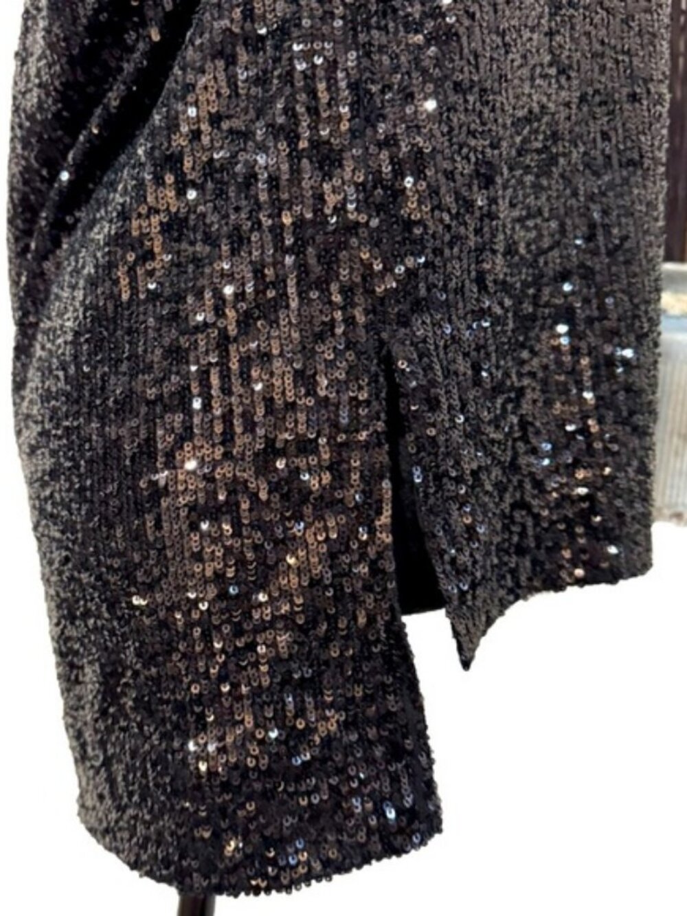 Gianni Bini Black Sequin Draped Back Tank Top Large Holiday Party - Picture 7 of 10